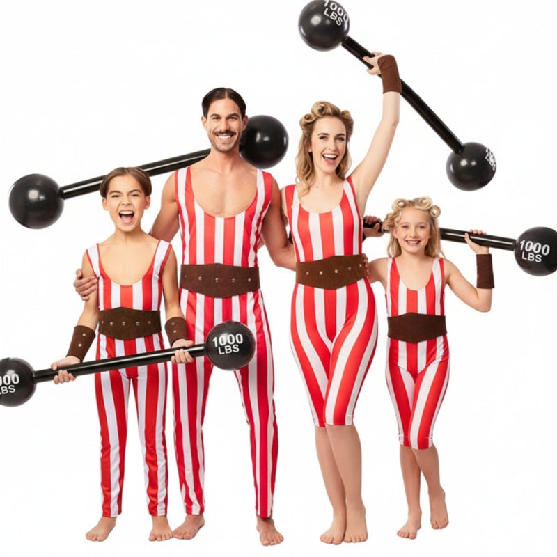 Groepskostuums Circus Sterkeman in Strepen