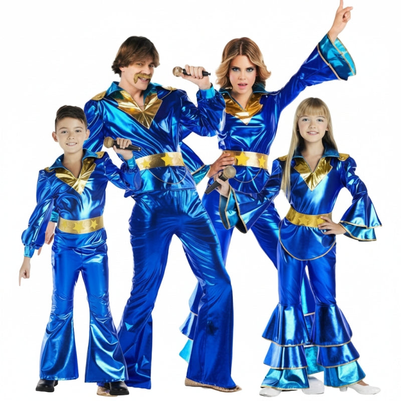 Groepskostuums Disco Abba blauw