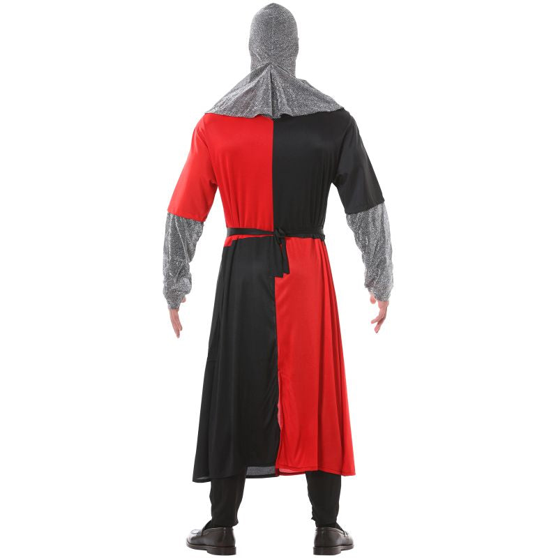 Disfraz de Guerrero Edad Media Rojo y Negro para hombre Espalda