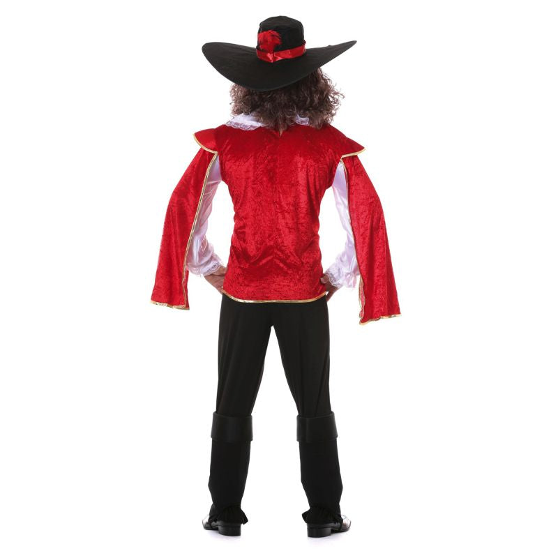 Disfraz de Mosquetero Rojo para hombre Espalda