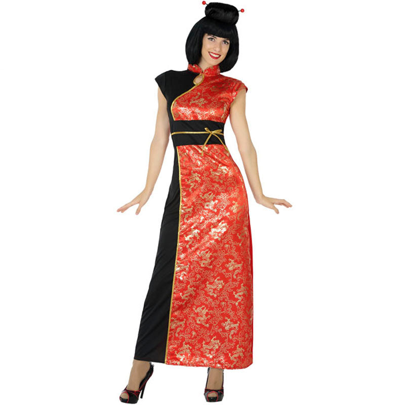 Disfraz para mujer de China negro y rojo
