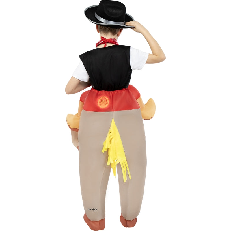 Disfraz de Vaquero a hombros de Caballo hinchable infantil Espalda