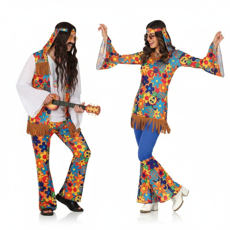 Koppelkostuums Bloemenhippies