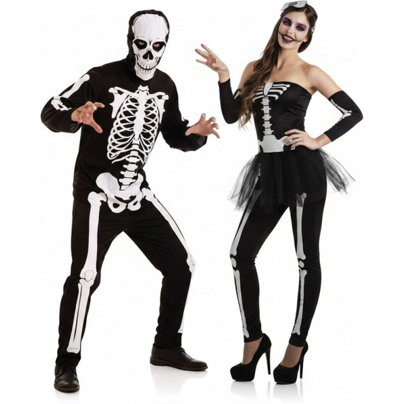 Koppelkostuums Nacht Skeletten