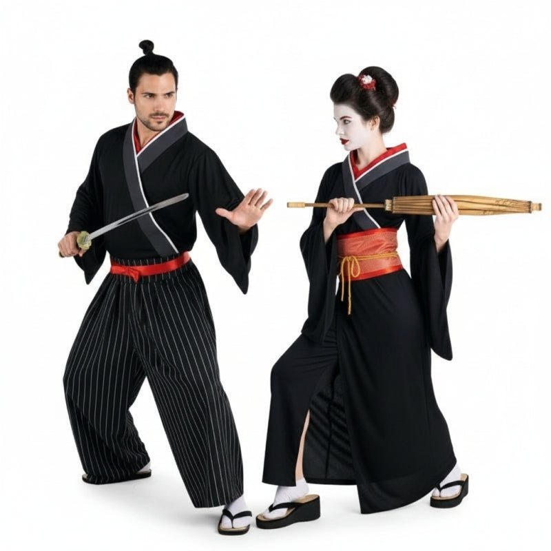Pareja de Samurái y Geisha Antiguo Japón