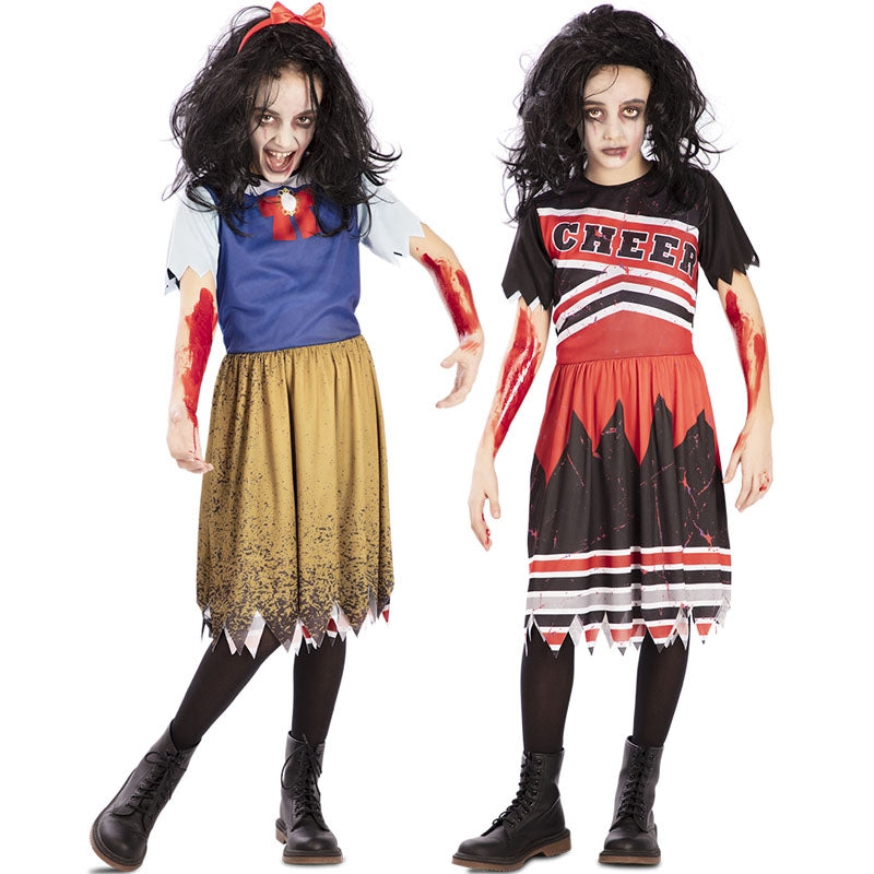 Disfraz de Blancanieves y Animadora zombie reversible para niña
