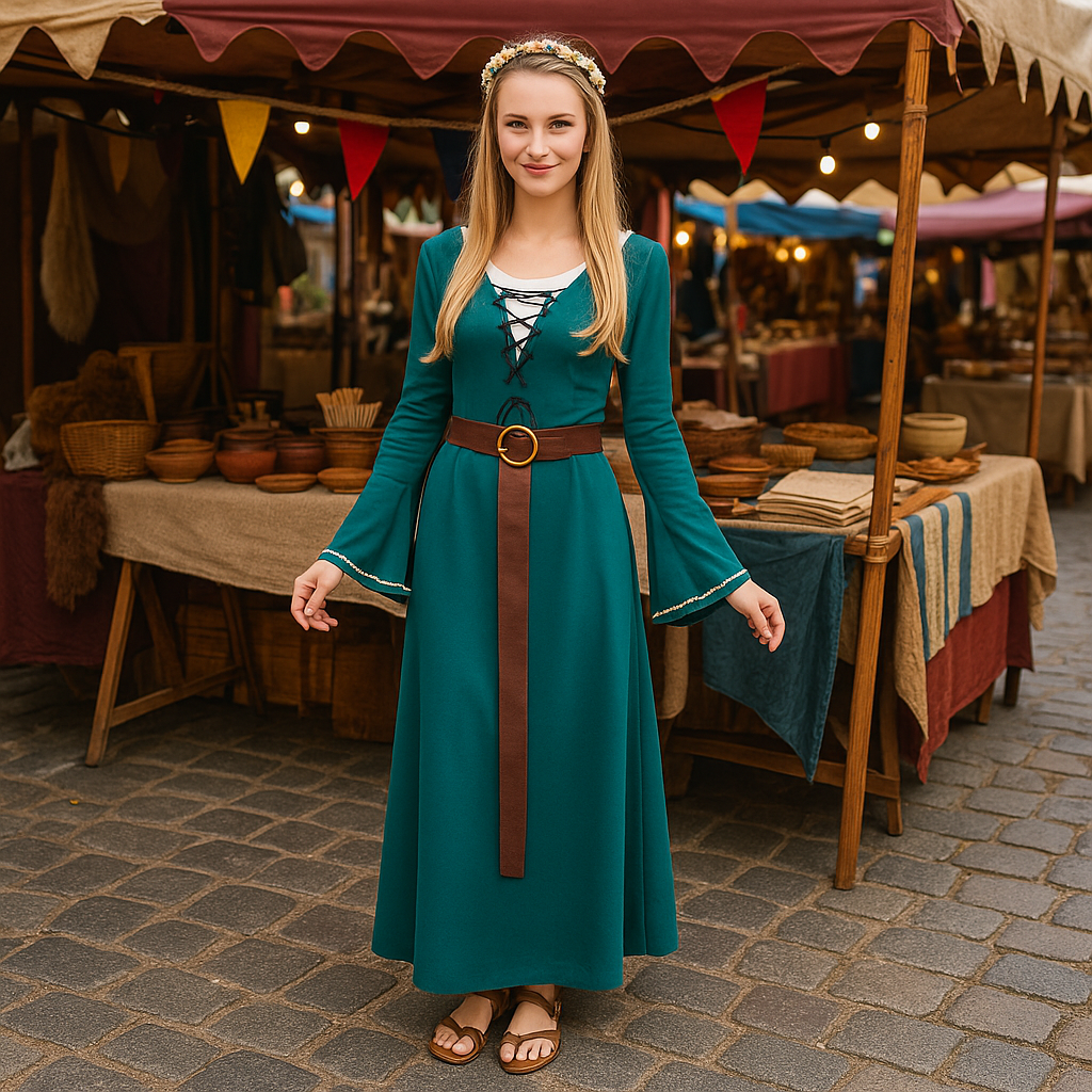 Disfraz de Doncella Medieval Verde para mujer Real