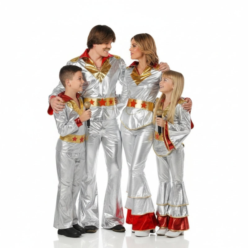 Groepskostuums Disco Abba zilverkleurig