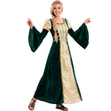 Disfraz de Dama Medieval Verde y Dorada para mujer