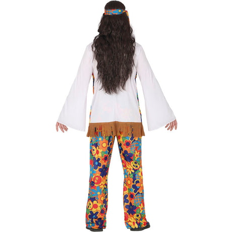 Disfraz de Hippie floreado para hombre Espalda