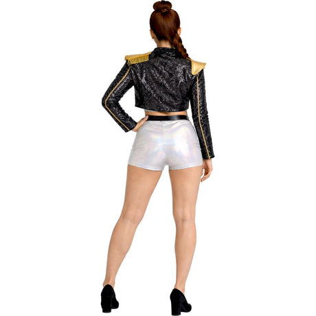 Disfraz de K-pop Silver Leader para mujer Espalda