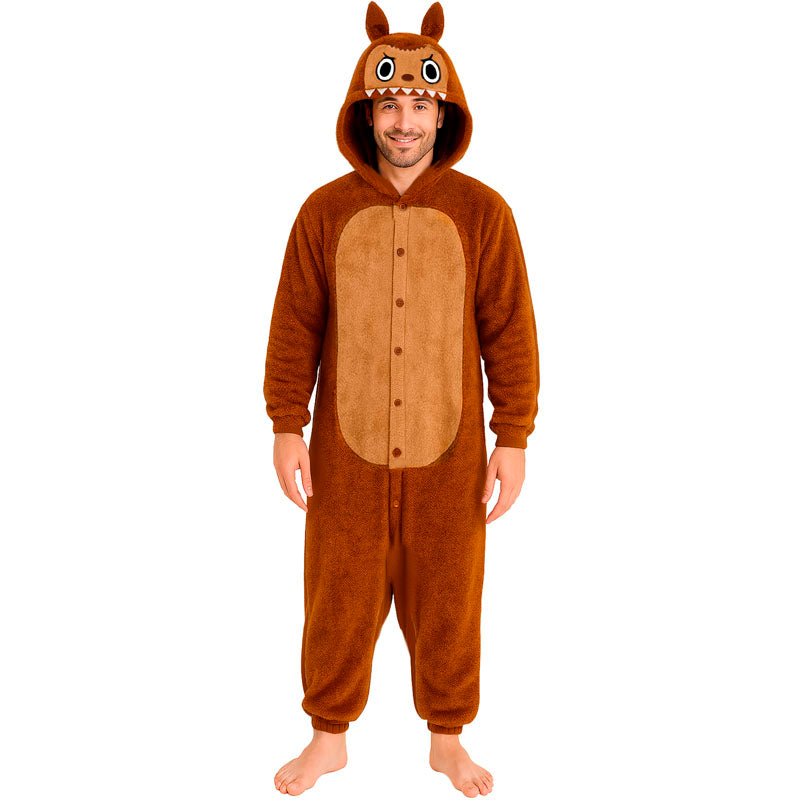 Labubu kostuum voor mannen bruin