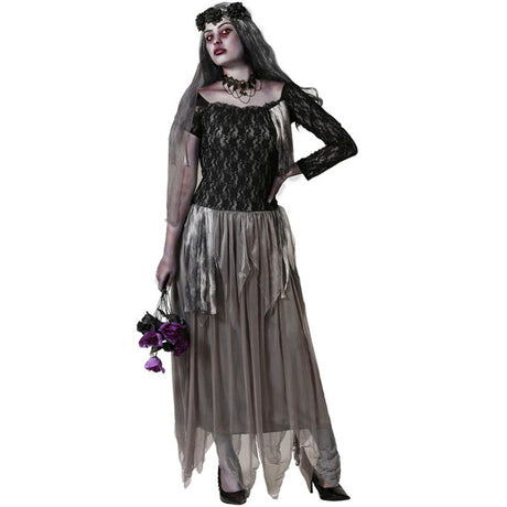 Disfraz de Novia zombie gris para mujer