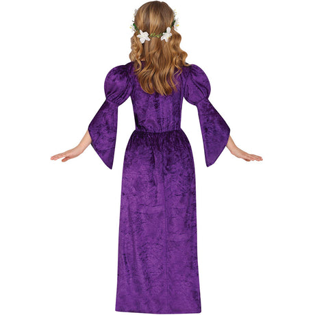 Disfraz de Princesa Medieval morada para niña Espalda