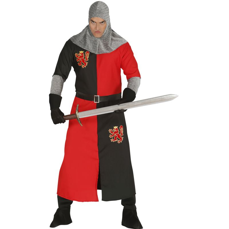 Disfraz de Guerrero Edad Media Rojo y Negro para hombre