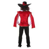 Disfraz de Mosquetero Rojo para hombre Espalda