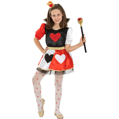 Disfraz de Reina de Corazones corta para niña