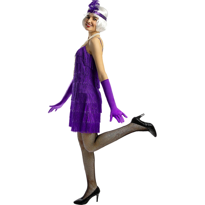 Disfraz de Charlestón Flecos Violeta para mujer Perfil