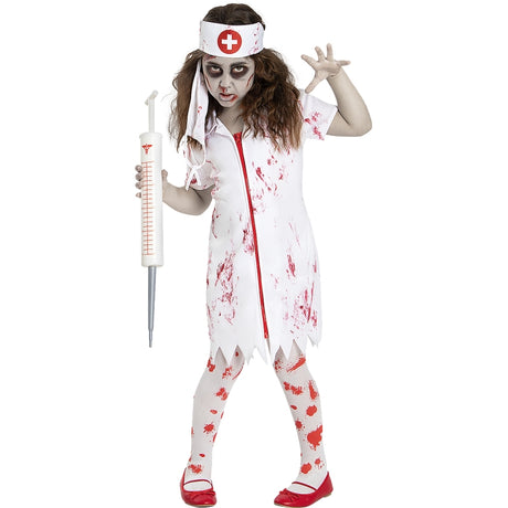 Disfraz de Doctora Zombie Sangrienta para niña Bis