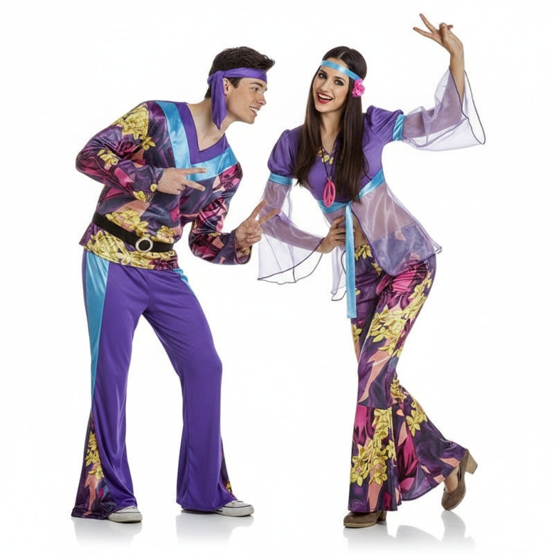 Pareja Hippies Morados adulto