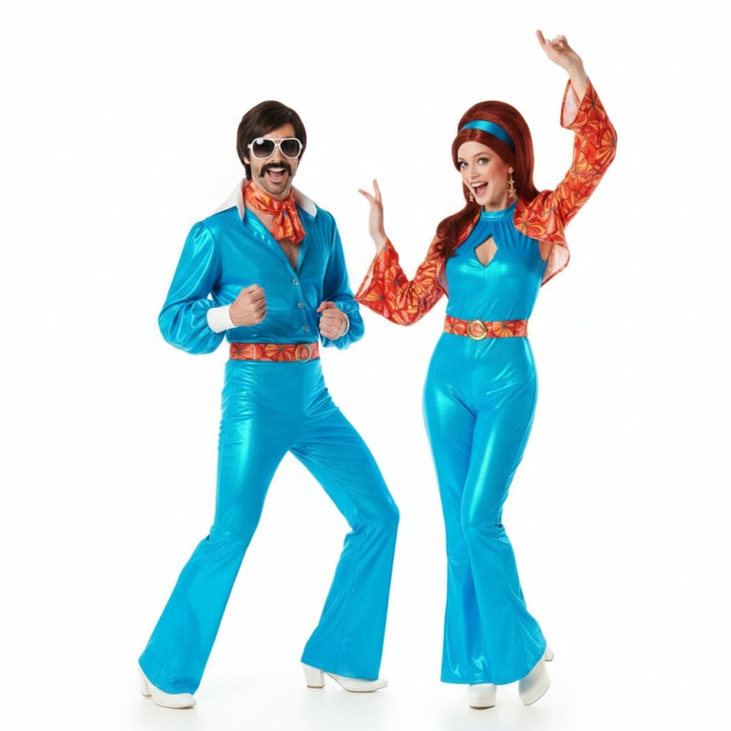 Koppelkostuums Disco Blauw Jaren 70