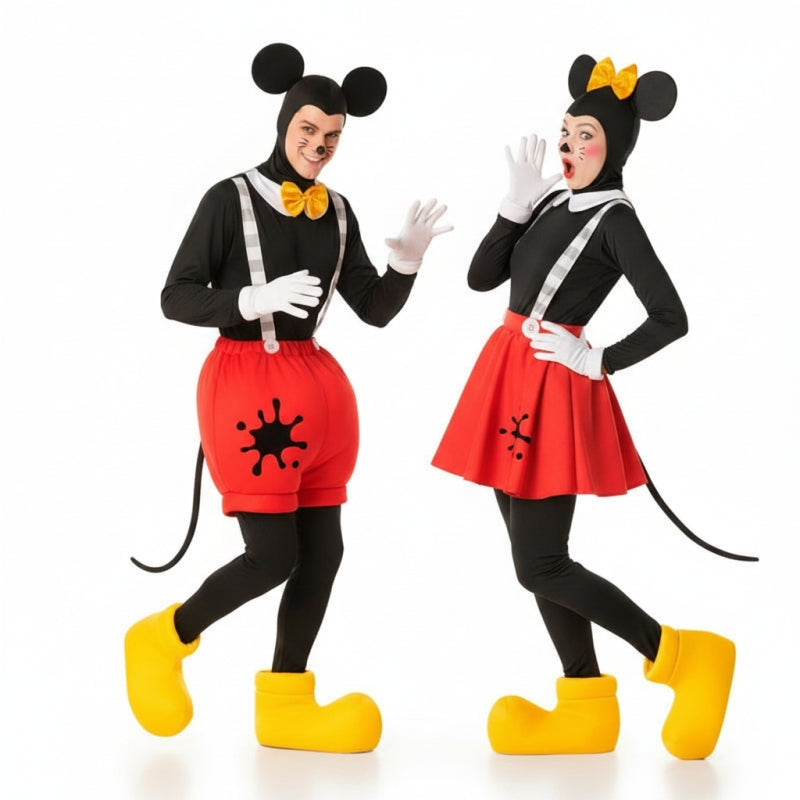Koppelkostuums Mickey en Minnie met ooglapje