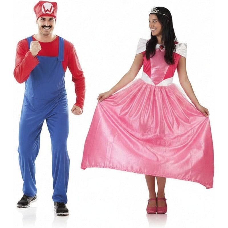 Koppelkostuums Mario Bros en Prinses