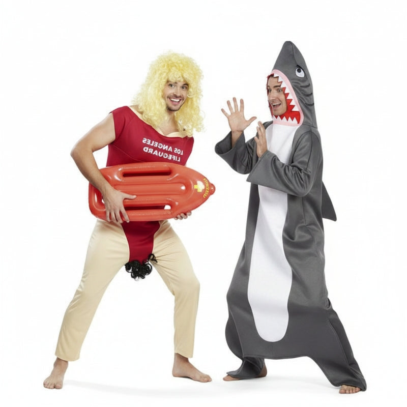 Koppelkostuums Baywatch Lifeguard en Haai