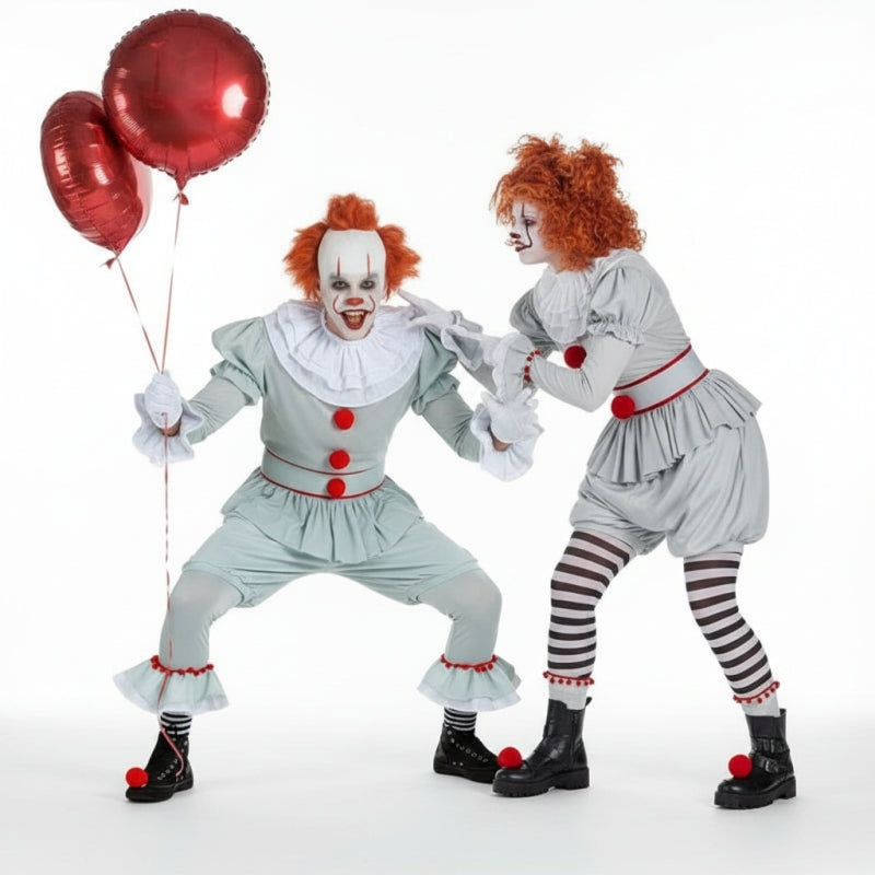 Koppelkostuums Macabere Grijze Clowns