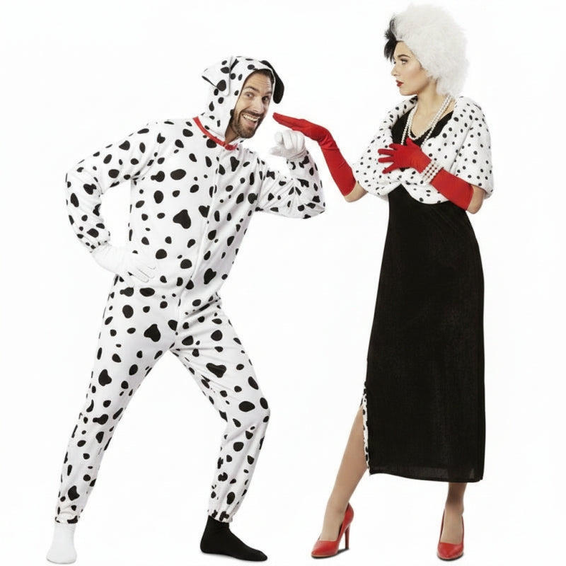 Koppelkostuums Cruella de Vil en Dalmatiër Hond