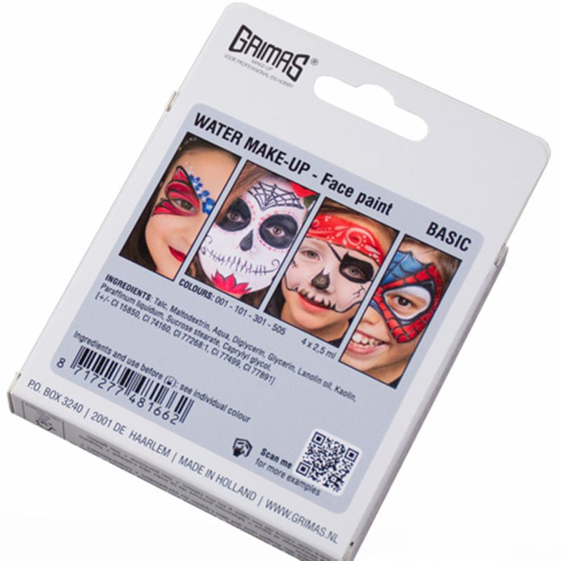 Paleta Básica Water Make-up Grimas 4 x 2,5 ml Packaging Bis