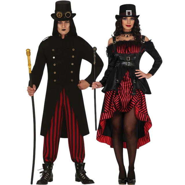 Koppelkostuums Vampires Lord en Lady Steampunk