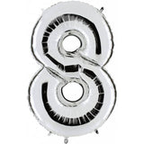 Globo número 8 plateado gigante